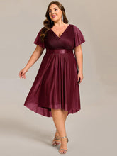 Plus Size Ruched A-Line Midi Wedding Guest Dress